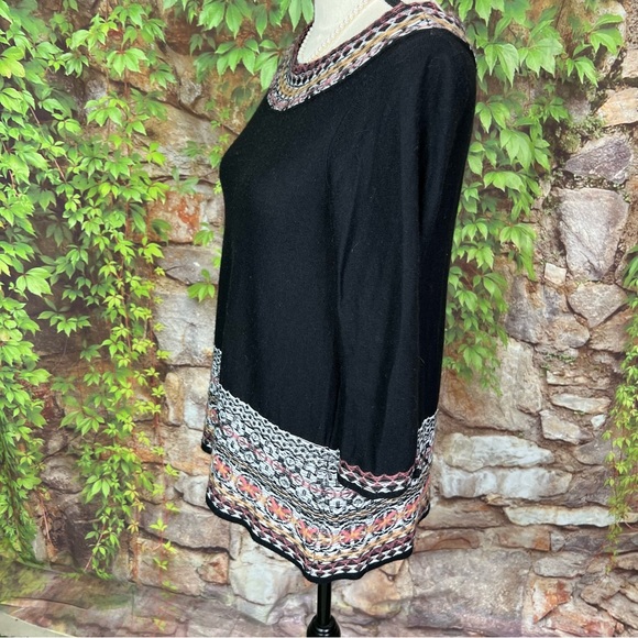 SLEEPING ON SNOW Black Wool Blend Fair Isle Sweater, S - Picture 5 of 10